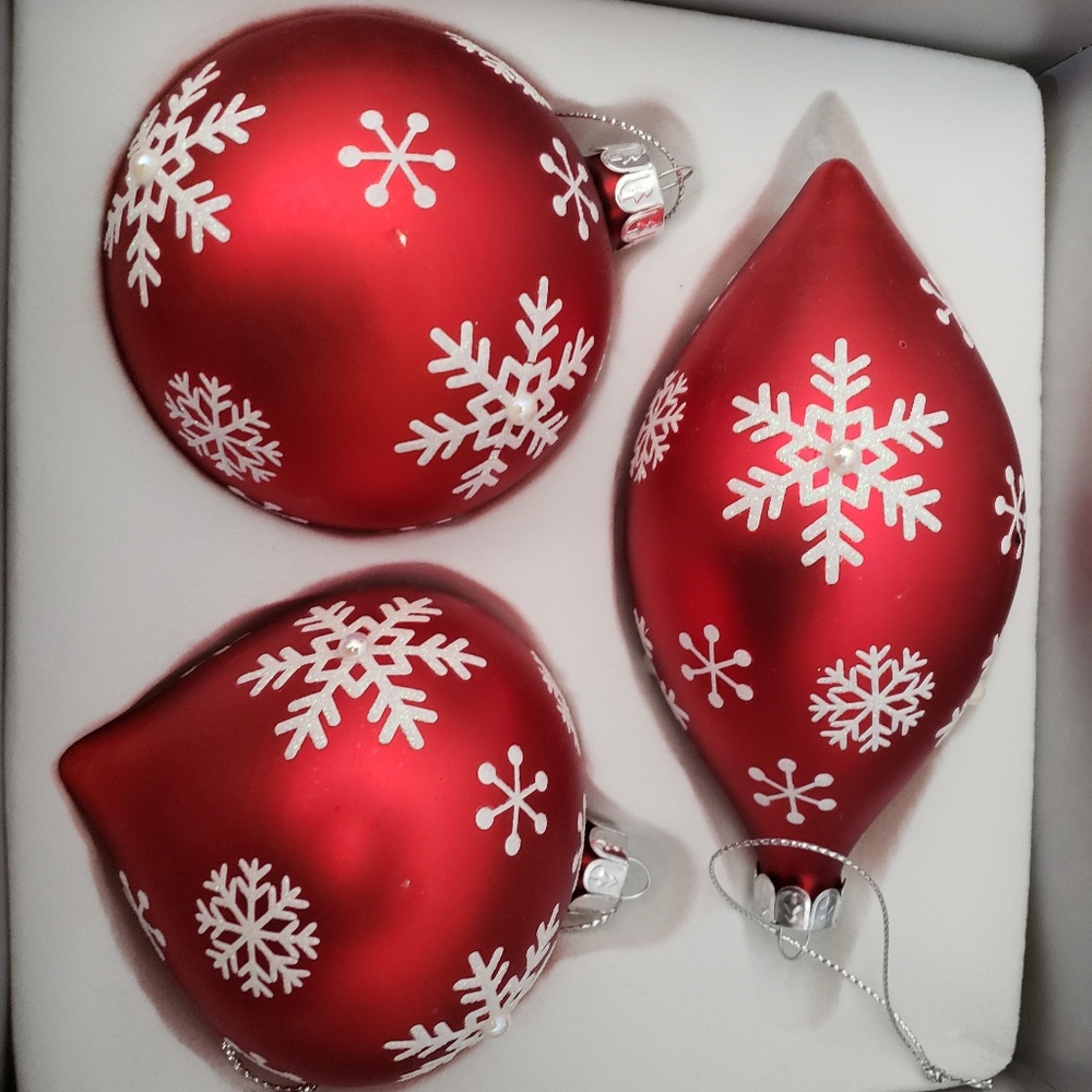 Crimson Red Glass Christmas Ornaments
